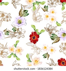 Abstract elegance seamless pattern with floral background