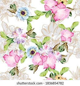 Abstract elegance seamless pattern with floral background
