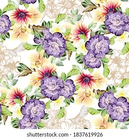 Abstract elegance seamless pattern with floral background