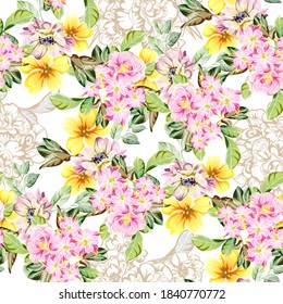 Abstract elegance seamless pattern with floral background