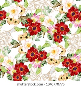 Abstract elegance seamless pattern with floral background