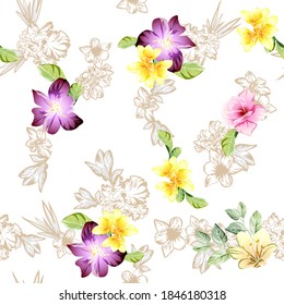 Abstract elegance seamless pattern with floral background