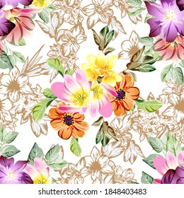 Abstract elegance seamless pattern with floral background