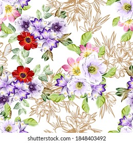 Abstract elegance seamless pattern with floral background