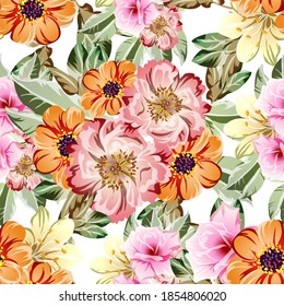 Abstract elegance seamless pattern with floral background