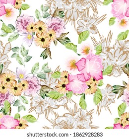 Abstract elegance seamless pattern with floral background