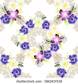 Abstract elegance seamless pattern with floral background