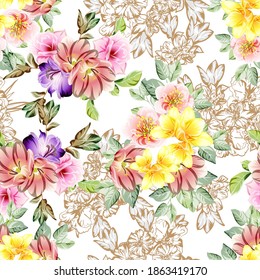 Abstract elegance seamless pattern with floral background