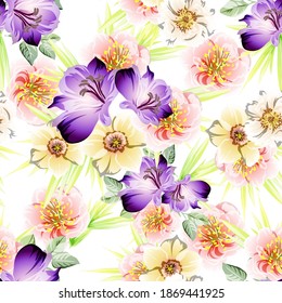 Abstract elegance seamless pattern with floral background