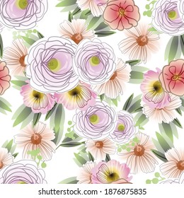  Abstract elegance seamless pattern with floral background