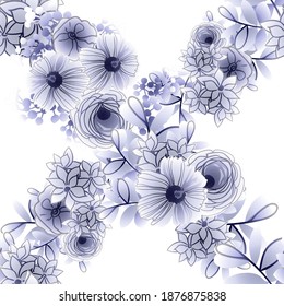  Abstract elegance seamless pattern with floral background
