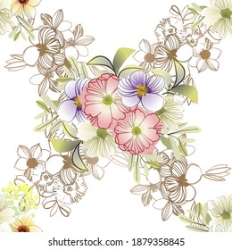 Abstract elegance seamless pattern with floral background