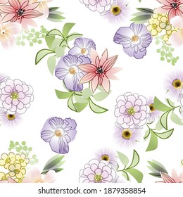 Abstract elegance seamless pattern with floral background