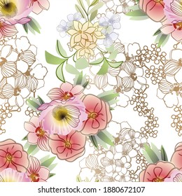 Abstract elegance seamless pattern with floral background