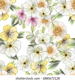 Abstract elegance seamless pattern with floral background