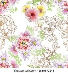 Abstrakte Eleganz, nahtloses Muster mit floralem Hintergrund