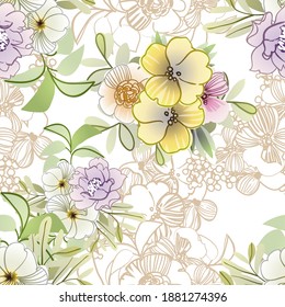 Abstract elegance seamless pattern with floral background