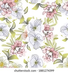Abstract elegance seamless pattern with floral background