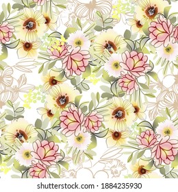 Abstract elegance seamless pattern with floral background