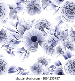 Abstract elegance seamless pattern with floral background