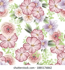Abstract elegance seamless pattern with floral background