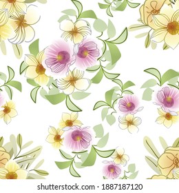 Abstract elegance seamless pattern with floral background