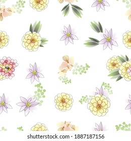 Abstract elegance seamless pattern with floral background