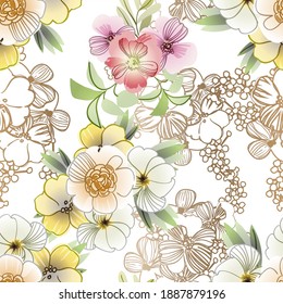 Abstract elegance seamless pattern with floral background
