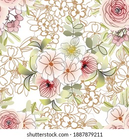 Abstract elegance seamless pattern with floral background