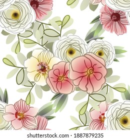 Abstract elegance seamless pattern with floral background