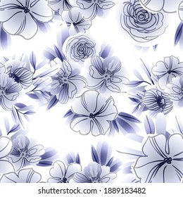 Abstract elegance seamless pattern with floral background