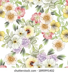 Abstract elegance seamless pattern with floral background