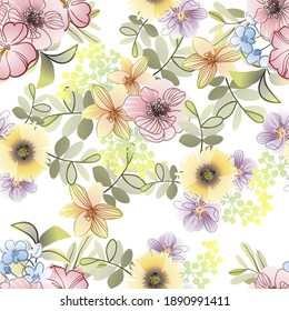 Abstract elegance seamless pattern with floral background
