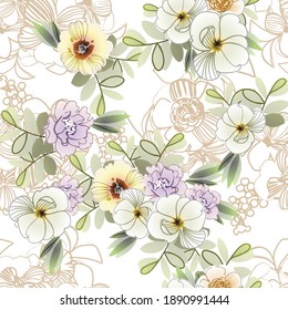 Abstract elegance seamless pattern with floral background