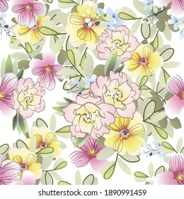 Abstract elegance seamless pattern with floral background