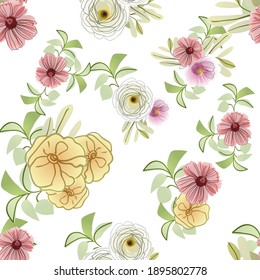 Abstract elegance seamless pattern with floral background