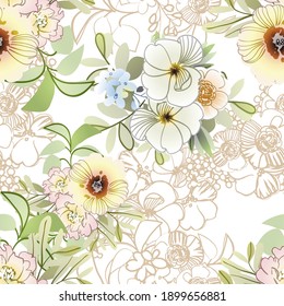 Abstract elegance seamless pattern with floral background