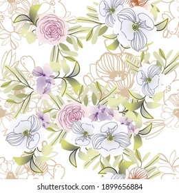 Abstrakte Eleganz, nahtloses Muster mit floralem Hintergrund