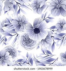 Abstract elegance seamless pattern with floral background