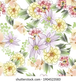 Abstract elegance seamless pattern with floral background