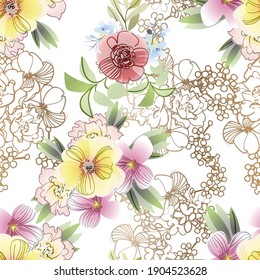 Abstract elegance seamless pattern with floral background
