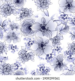 Abstract elegance seamless pattern with floral background