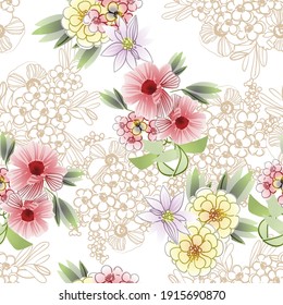 Abstract elegance seamless pattern with floral background