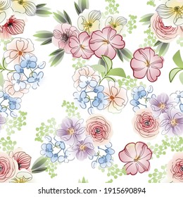 Abstract elegance seamless pattern with floral background