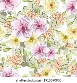 Abstract elegance seamless pattern with floral background