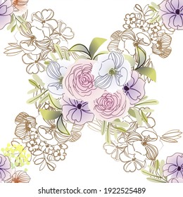 Abstract elegance seamless pattern with floral background