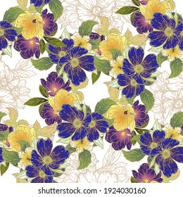 Abstract elegance seamless pattern with floral background
