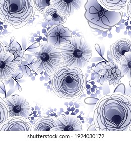 Abstract elegance seamless pattern with floral background