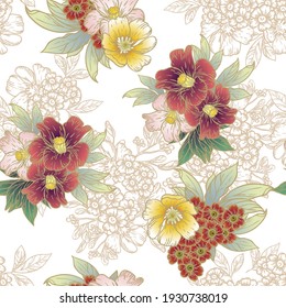 Abstract elegance seamless pattern with floral background