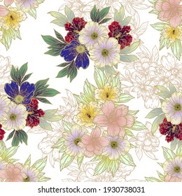 Abstract elegance seamless pattern with floral background